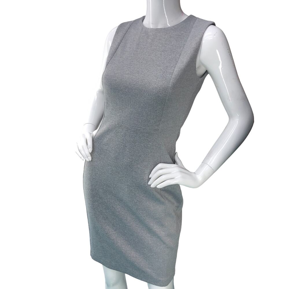 Calvin Klein Womens Size 4 Dress Scuba Sheath Gray Career Knit Rear Zip